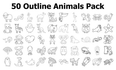 outline animals pack ready for coloring