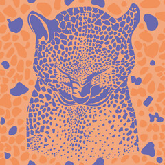 Nahtloses Muster des Leoparden. Vektor-Illustration. Sehr peri und orange Farben