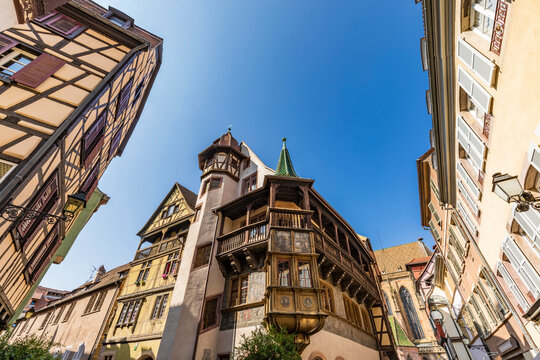 France, Alsace, Colmar, Low angle view of historic Pfister House