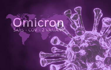 Fototapeta premium Omicron coronavirus variant Sars ncov 2. 3D illustration. 