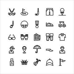 Golf icon set vector line for website, mobile app, presentation, social media.