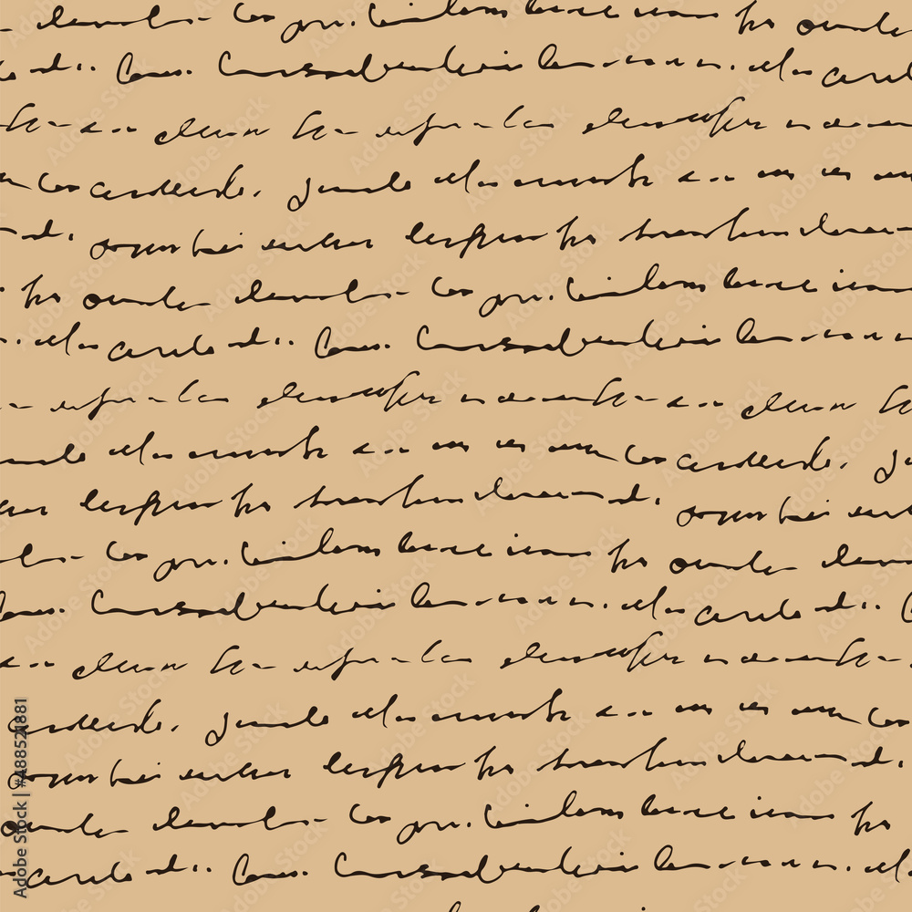 Poster Handwritten abstract text seamless pattern, vector monochrome script background