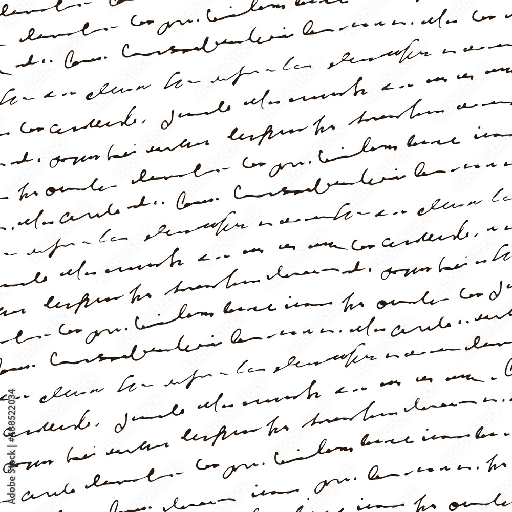 Poster Handwritten abstract text seamless pattern, vector monochrome script background