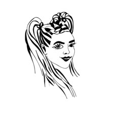 the girl grabbed the drawing in black and white