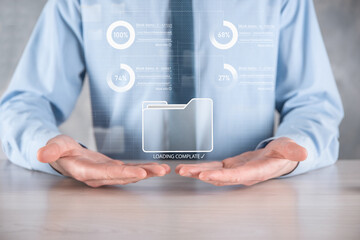 Business developer hand using board framework on virtual modern computer showing innovation Agile software development lean project management tool fast changes concept.Document Management System DMS