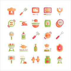 Barbeque icon set vector flat for website, mobile app, presentation, social media.