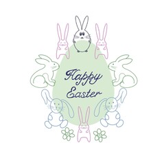 Flat design style Happy Easter greeting card, felicitation banner, poster template.