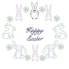 Flat design style Happy Easter greeting card, felicitation banner, poster template.