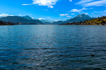 Lake Lucerne (Vierwaldstättersee) Küssnachtersee Küssnacht am Rigi Schwyz swiss alps central switzerland landscape panorama view
