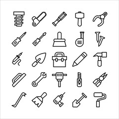 Carpenter icon set vector line for website, mobile app, presentation, social media.