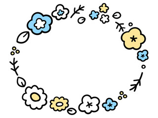 春の花のかわいいゆるい手書き風フレームイラスト