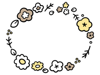 春の花のかわいいゆるい手書き風フレームイラスト