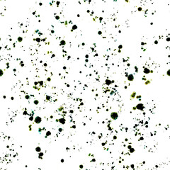 Picturesque hand-painted monochrome seamless surface with small dark green blotches of paint isolated on a white background