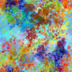 Abstract vibrant multicolored painted seamless background with a mixed bright spots, blots, smudges, lines, strokes, stains, scribble, doodle