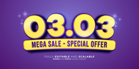 Mega sale special promo at 03.03 sale with 3d numbers