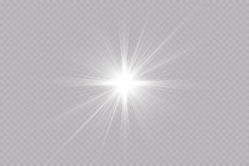 Glow effect. Star on transparent background.Bright sun. Vector illustration.