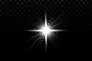 Glow effect. Star on transparent background.Bright sun. Vector illustration.