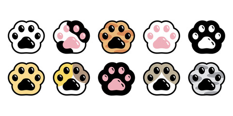 cat paw vector dog footprint icon kitten calico logo breed symbol character cartoon illustration doodle design isolated - obrazy, fototapety, plakaty