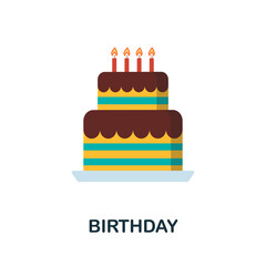 Birthday flat icon. Colored element sign from celebration collection. Flat Birthday icon sign for web design, infographics and more.