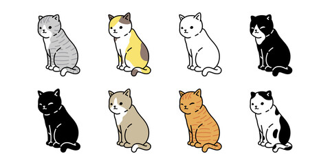 cat vector kitten calico icon logo sitting breed character cartoon symbol illustration doodle design isolated
