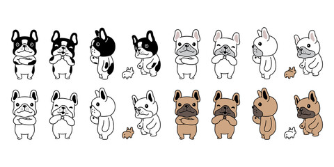 dog vector french bulldog icon puppy character cartoon pet symbol tattoo stamp illustration scarf design isolated - obrazy, fototapety, plakaty