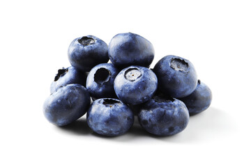 handful of fresh ripe blueberries isolated on white background
