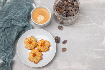 coconut and almond cookies on a small saucer