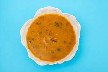 vegetable soup with spinach in beautiful bowl