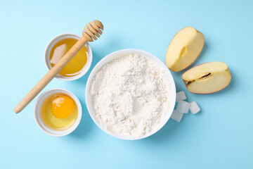 Concept of cooking cake or pie, top view