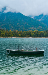 boat on the lake in the mountains