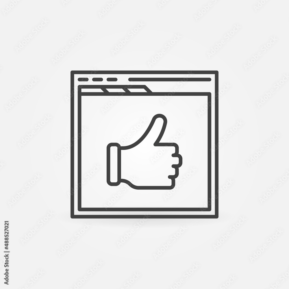 Poster web page with thumbs up vector concept line icon