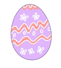 Easter egg collection. Purple egg with flowers illustration. Celebration set. 