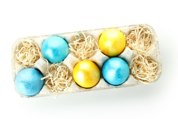 Fototapeta na wymiar Concept of beautiful Easter eggs isolated on white background