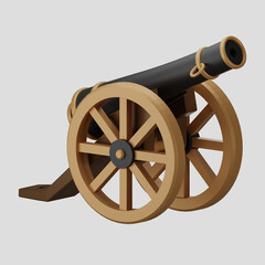 Traditional illustration of cannon 3d rendering suitable for Ramadan ornaments