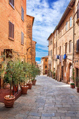 Fototapeta na wymiar Volterra, Tuscany - Medieval cobbled street, historical city in Italy