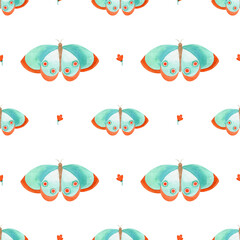 It's hand drawing watercolor seamless pattern set with butterfly for design