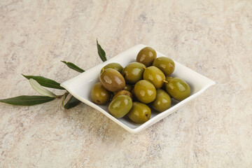 Tasty marinated olives in the bowl