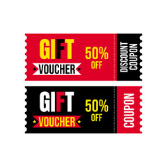 Gift voucher with 50% off. Template for sale, card, banner, poster, coupon, discount, certificate, invitation, promo, advertising,  business
