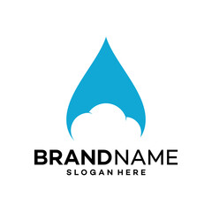 Water Cloud Icon Logo Design Template Illustration Vector