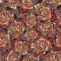 Roses.Seamless background. Flowers. Stylization: watercolor.