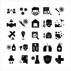 Virus icon set vector solid for website, mobile app, presentation, social media.