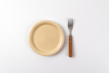 Fold and fork on a white background