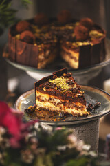 Slice of tiramisu cake