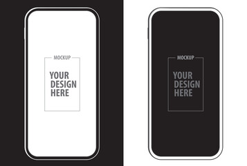 Fototapeta na wymiar Mobile Phone Black and White Mockup Design. Vector Smartphone Template With Frameless Screen.