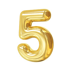 Number 5 Gold 3d