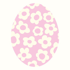 Easter egg vector illustration. Egg icon with cute groovy flowers. colorful illustration with bright colors isolated.