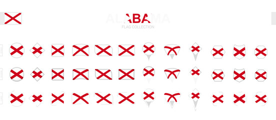 Large collection of Alabama flags of various shapes and effects.