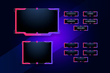 Twitch overlay gamer and streamer border concept
