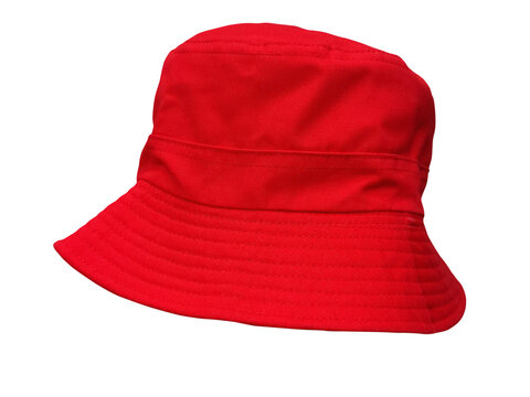 Red Bucket Hat Isolated On White