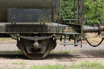 Fototapeta na wymiar A close-up of an old train wagon which is out of order 